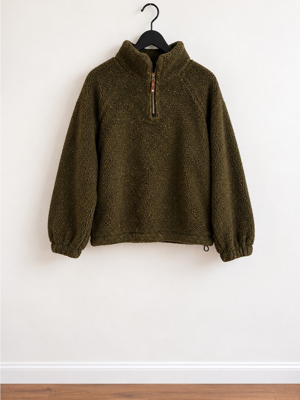 Lands' End Olive Green Sherpa Half-Zip Pullover